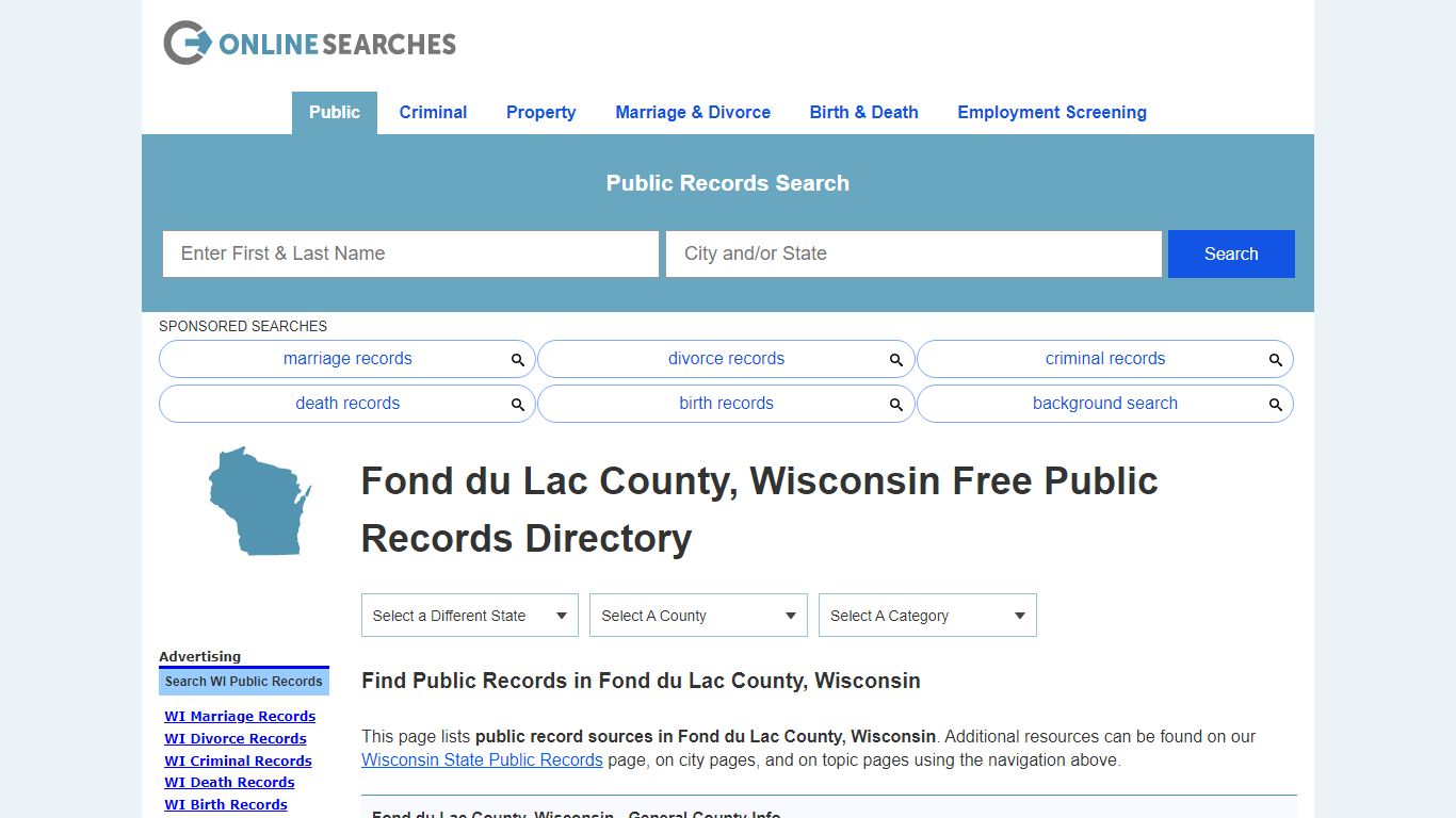 Fond du Lac County, Wisconsin Public Records Directory