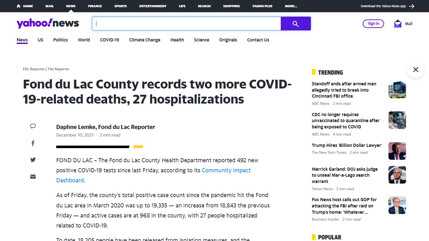 Fond du Lac County records two more COVID-19-related ...