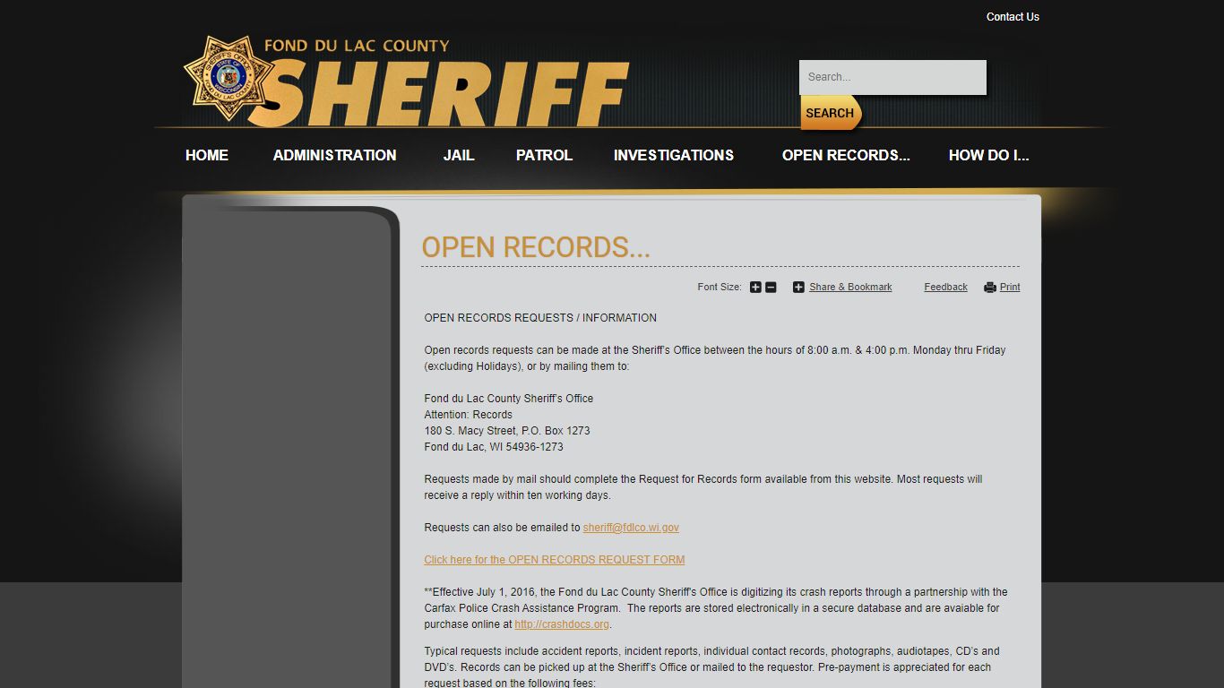 Open Records... | Fond du Lac County
