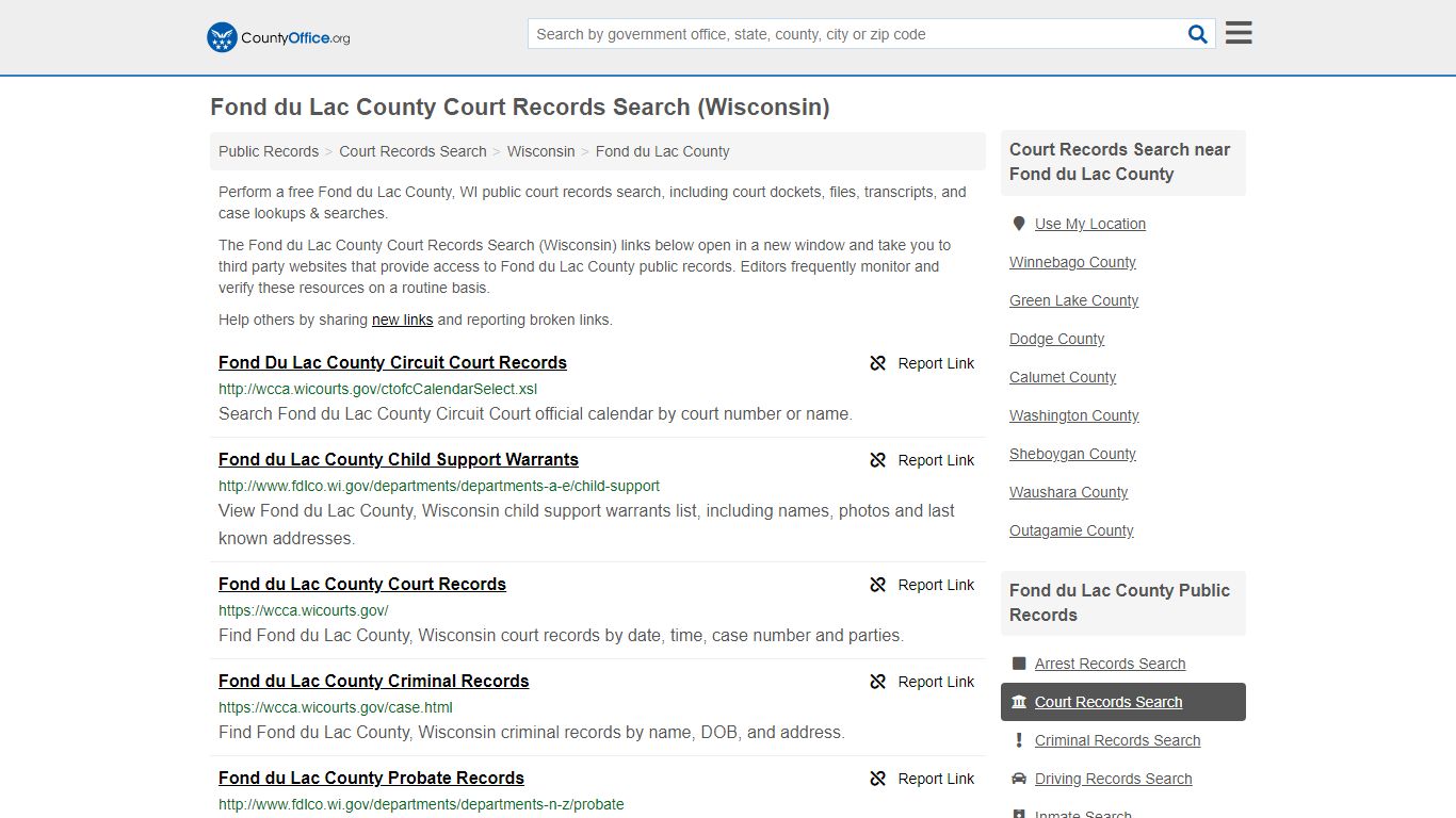 Court Records Search - Fond du Lac County, WI (Adoptions ...